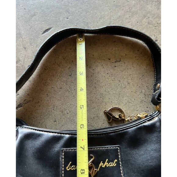 Vintage Baby Phat Mini Shoulder Handbag Black Leather Stone Logo Gold Charm RARE - Picture 7 of 16